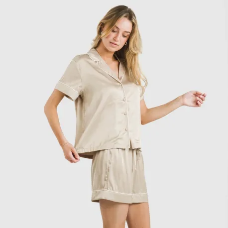 Pijama curto de manga curta Saten Friday liso