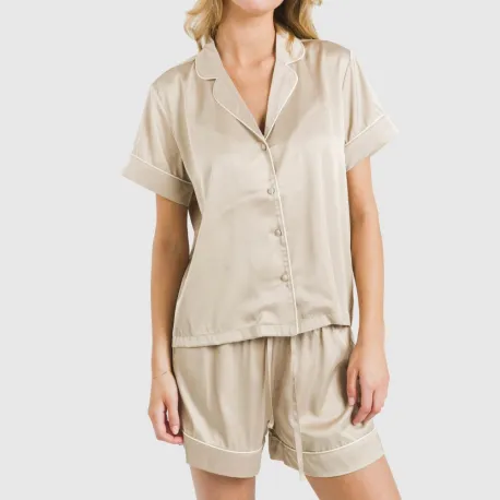 Pijama curto de manga curta Saten Friday liso