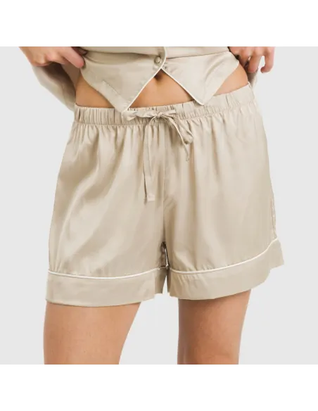 Pijama curto de manga curta Saten Friday liso Pijama curto de manga curta Saten Friday liso