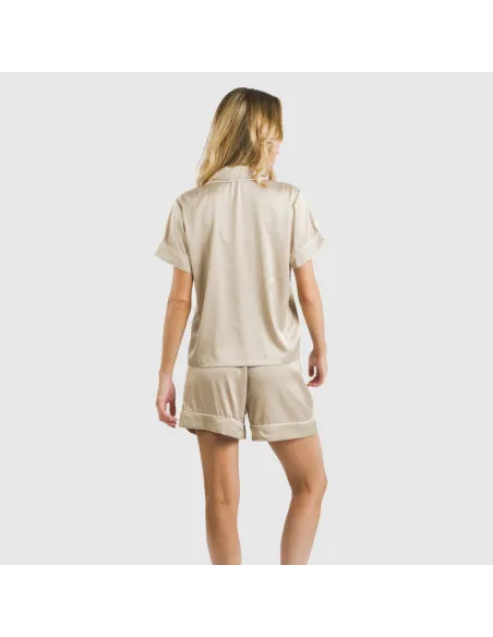 Pijama curto de manga curta Saten Friday liso Pijama curto de manga curta Saten Friday liso