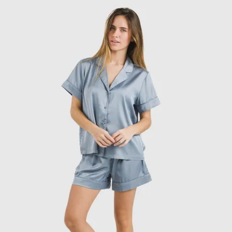 Pijama curto de manga curta Saten Friday liso