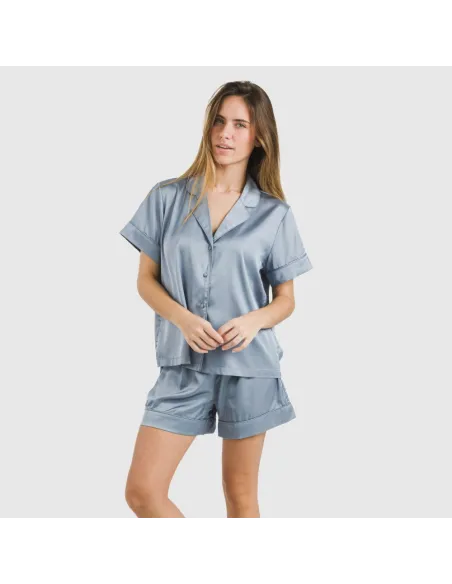 Pijama curto de manga curta Saten Friday liso Pijama curto de manga curta Saten Friday liso