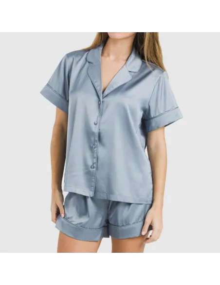 Pijama curto de manga curta Saten Friday liso Pijama curto de manga curta Saten Friday liso