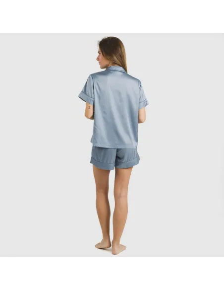 Pijama curto de manga curta Saten Friday liso Pijama curto de manga curta Saten Friday liso