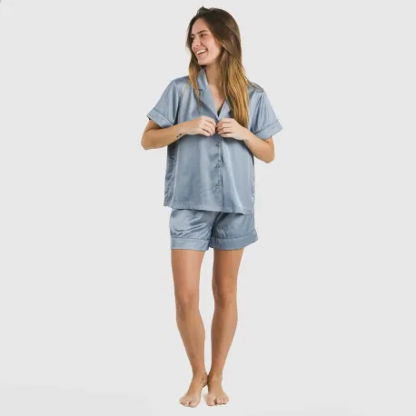 Pijama curto de manga curta Saten Friday liso