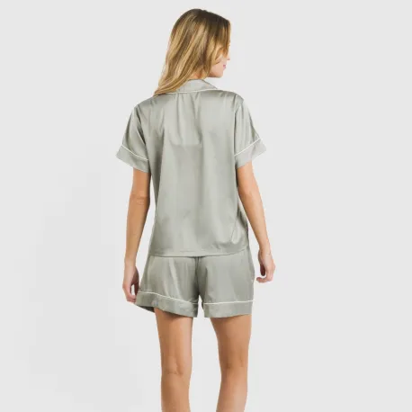 Pijama curto de manga curta Saten Friday liso