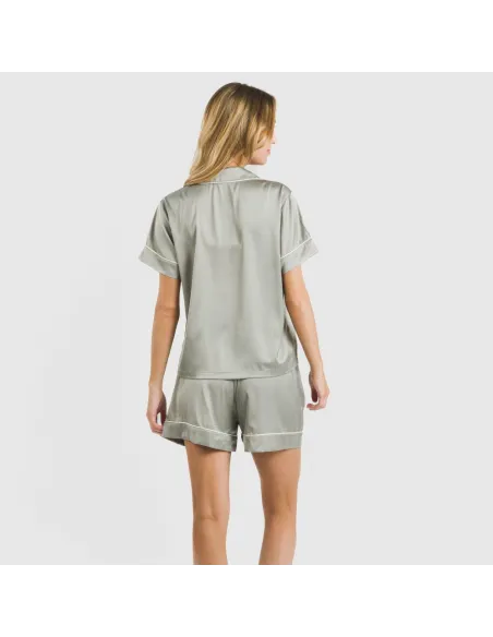 Pijama curto de manga curta Saten Friday liso Pijama curto de manga curta Saten Friday liso
