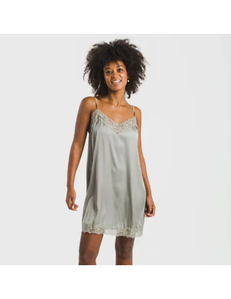 Camisa de dormir curta Saten Friday liso Camisa de dormir curta Saten Friday liso