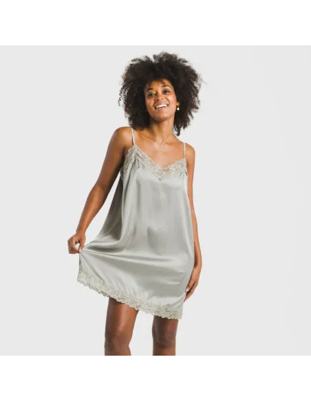 Camisa de dormir curta Saten Friday liso Camisa de dormir curta Saten Friday liso