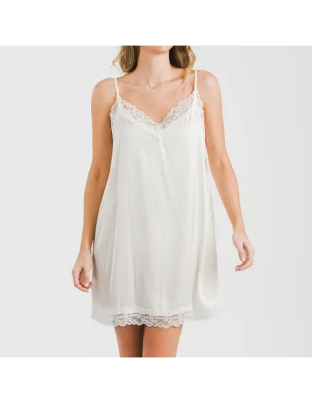 Camisa de dormir curta Saten Friday liso Camisa de dormir curta Saten Friday liso