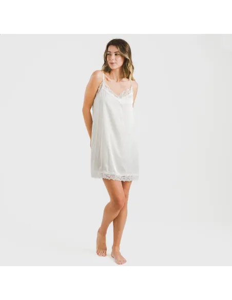 Camisa de dormir curta Saten Friday liso Camisa de dormir curta Saten Friday liso