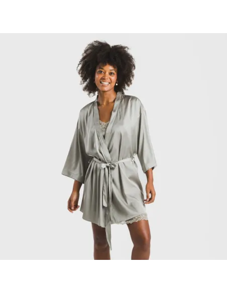 Roupão curto mulher Saten Friday liso Roupão curto mulher Saten Friday liso