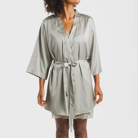 Roupão curto mulher Saten Friday liso