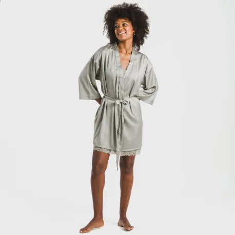 Roupão curto mulher Saten Friday liso