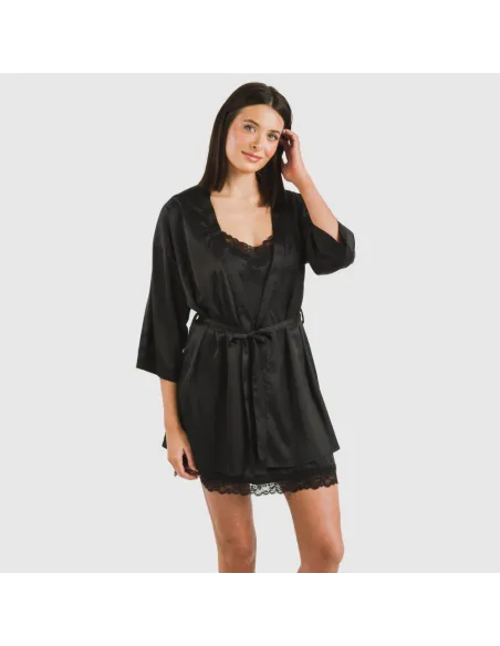 Roupão curto mulher Saten Friday liso Roupão curto mulher Saten Friday liso