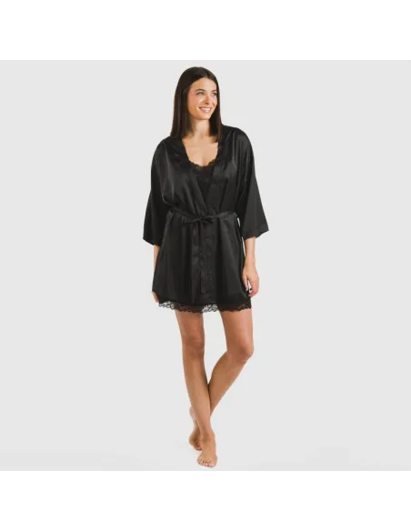 Roupão curto mulher Saten Friday liso Roupão curto mulher Saten Friday liso