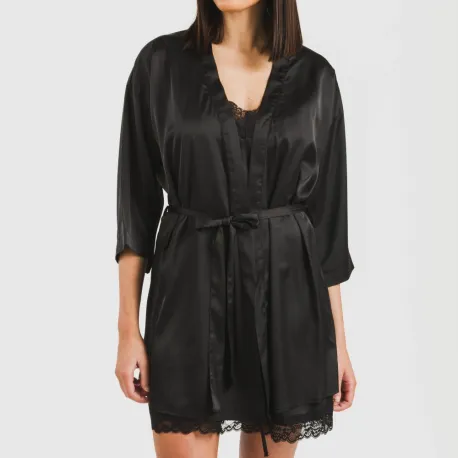 Roupão curto mulher Saten Friday liso