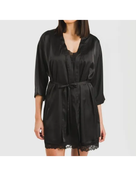 Roupão curto mulher Saten Friday liso Roupão curto mulher Saten Friday liso