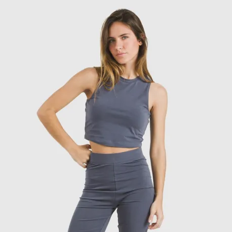 Top alças algodão desportivo liso