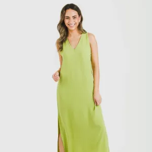 Vestido comprido alças bambula liso
