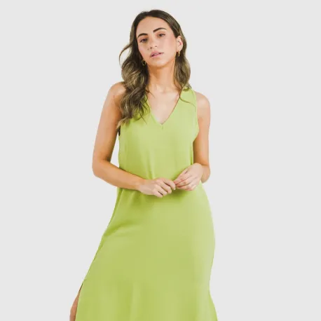 Vestido comprido alças bambula liso