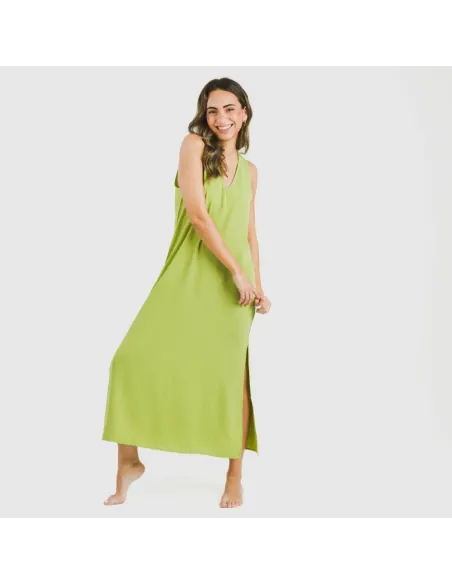 Vestido comprido alças bambula liso Vestido comprido alças bambula liso