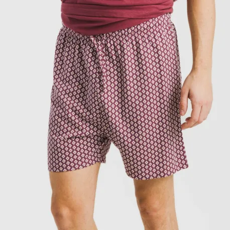 Pijama curto algodão homem Sassy bordeaux