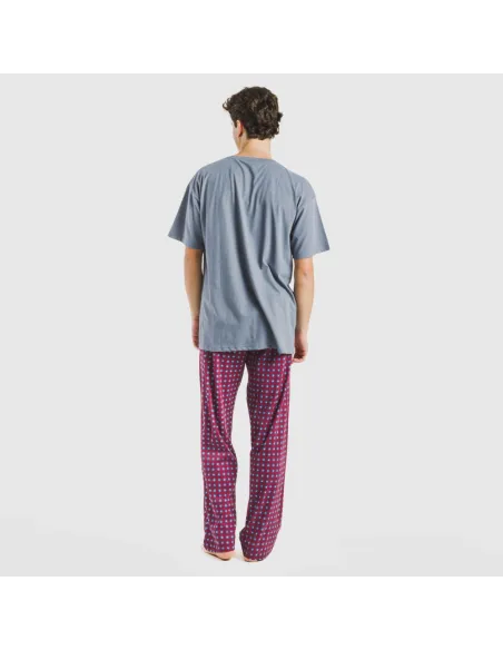 Pijama comprido manga curta algodão homem Gladiolo azul indigo