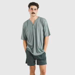 Pijama curto homem com botões verde azul claro - azul escuro 2