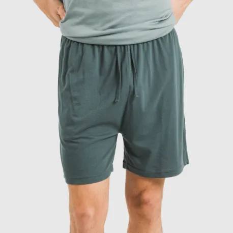 Pijama curto homem com botões verde azul claro - azul escuro