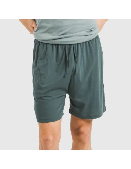 Pijama curto homem com botões verde azul claro - azul escuro