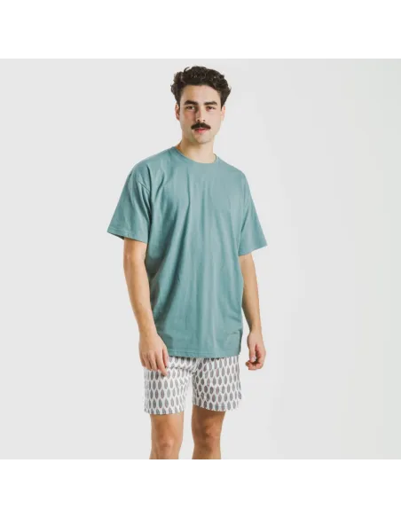 Pijama curto algodão homem Arpani verde francês