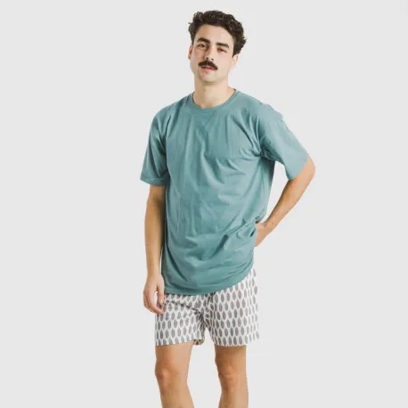 Pijama curto algodão homem Arpani verde francês