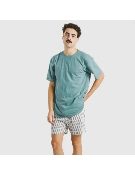 Pijama curto algodão homem Arpani verde francês