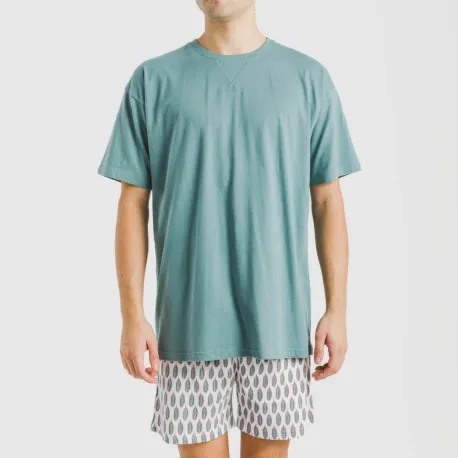 Pijama curto algodão homem Arpani verde francês