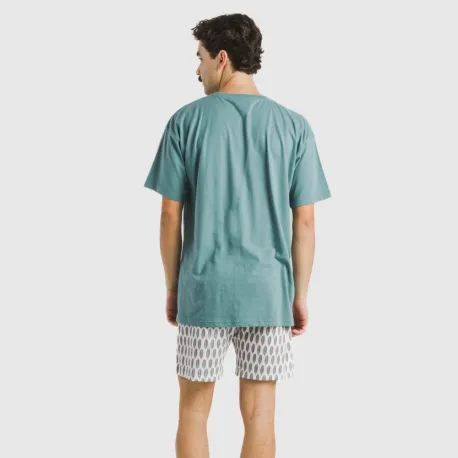 Pijama curto algodão homem Arpani verde francês