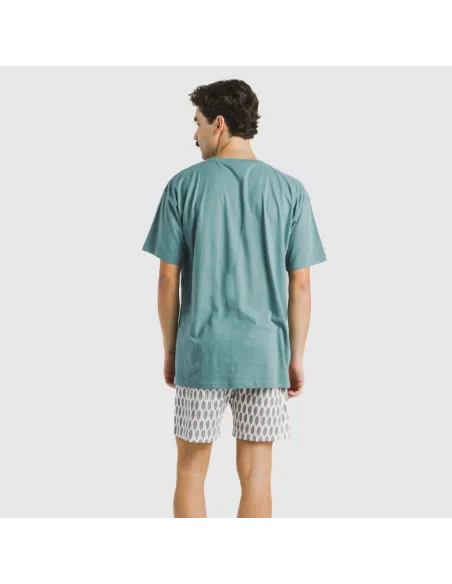 Pijama curto algodão homem Arpani verde francês
