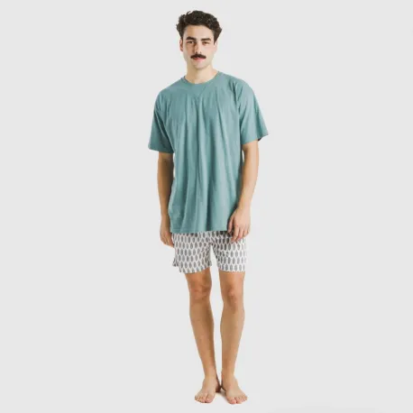 Pijama curto algodão homem Arpani verde francês