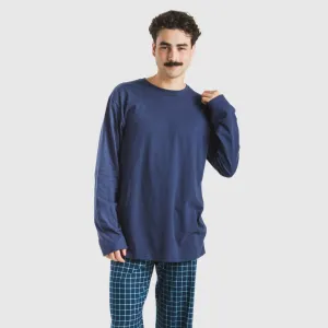 Pijama algodão homem Cuadro Edesia azul