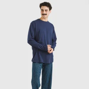 Pijama algodão homem Cuadro Edesia azul 2