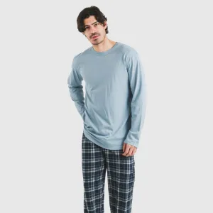 Pijama algodão homem Cuadro Brais azul celeste