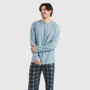 Pijama algodão homem Cuadro Brais azul celeste 2
