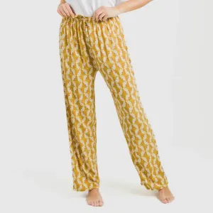 Calças viscosa Calsita mostarda