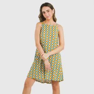 Vestido curto alças crepe Naya água marinha