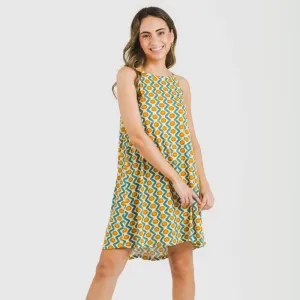 Vestido curto alças crepe Naya água marinha 2