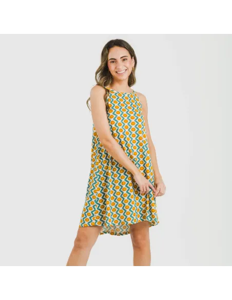 Vestido curto alças crepe Naya água marinha Vestido curto alças crepe Naya água marinha