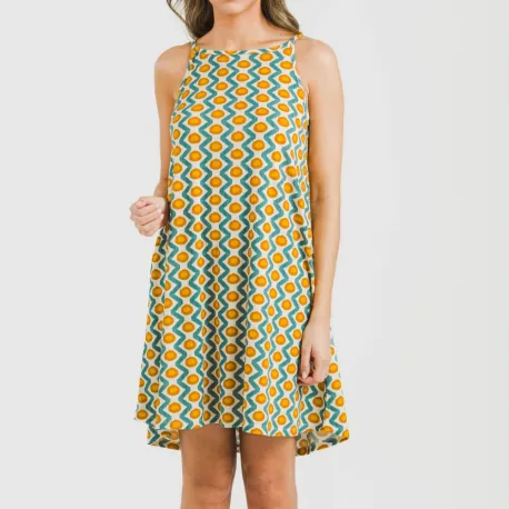 Vestido curto alças crepe Naya água marinha