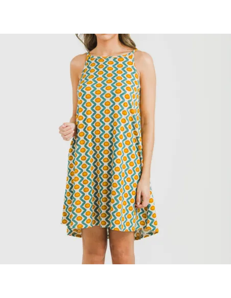 Vestido curto alças crepe Naya água marinha Vestido curto alças crepe Naya água marinha