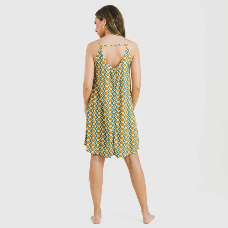 Vestido curto alças crepe Naya água marinha