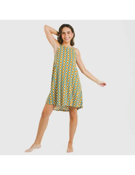 Vestido curto alças crepe Naya água marinha Vestido curto alças crepe Naya água marinha